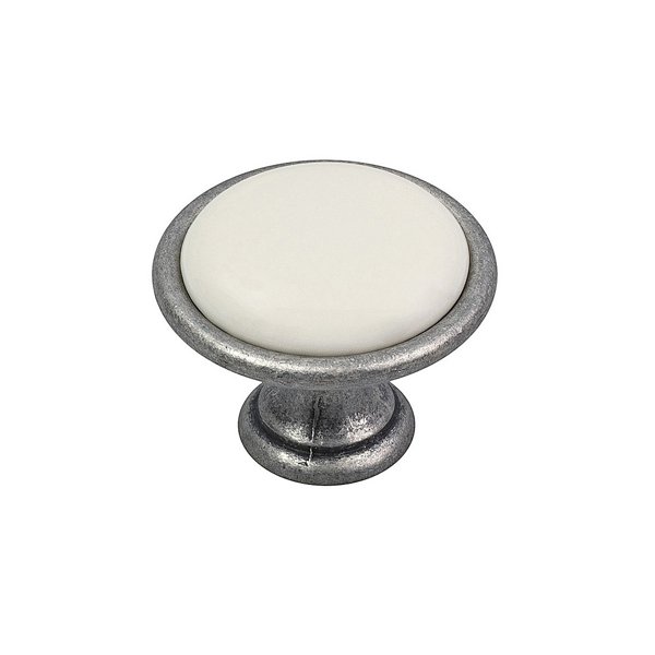 55820OS3 Roline 558 Πόμολο Eπίπλου από Ζάμακ & Πορσελάνη Old Silver-Μπεζ Φ33mm - Image 1