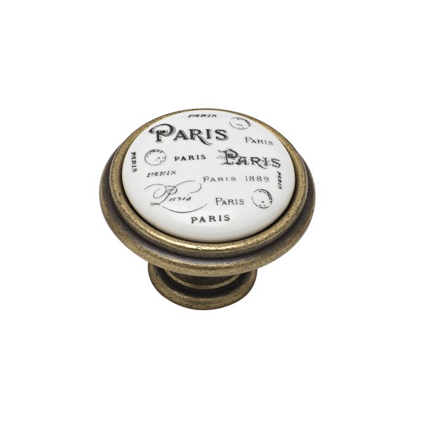 58520ΑΝΤΙΚΕ Roline 585 Πόμολο Eπίπλου από Ζάμακ & Πορσελάνη Αντικέ-Paris Φ33mm - Image 1