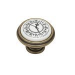 Roline 586 Πόμολο Eπίπλου από Ζάμακ & Πορσελάνη Αντικέ-Ρολόι Φ33mm