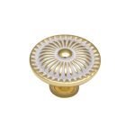 Roline 651 Πόμολο Επίπλου από Ζάμακ Χρυσό-Λευκό Φ33mm