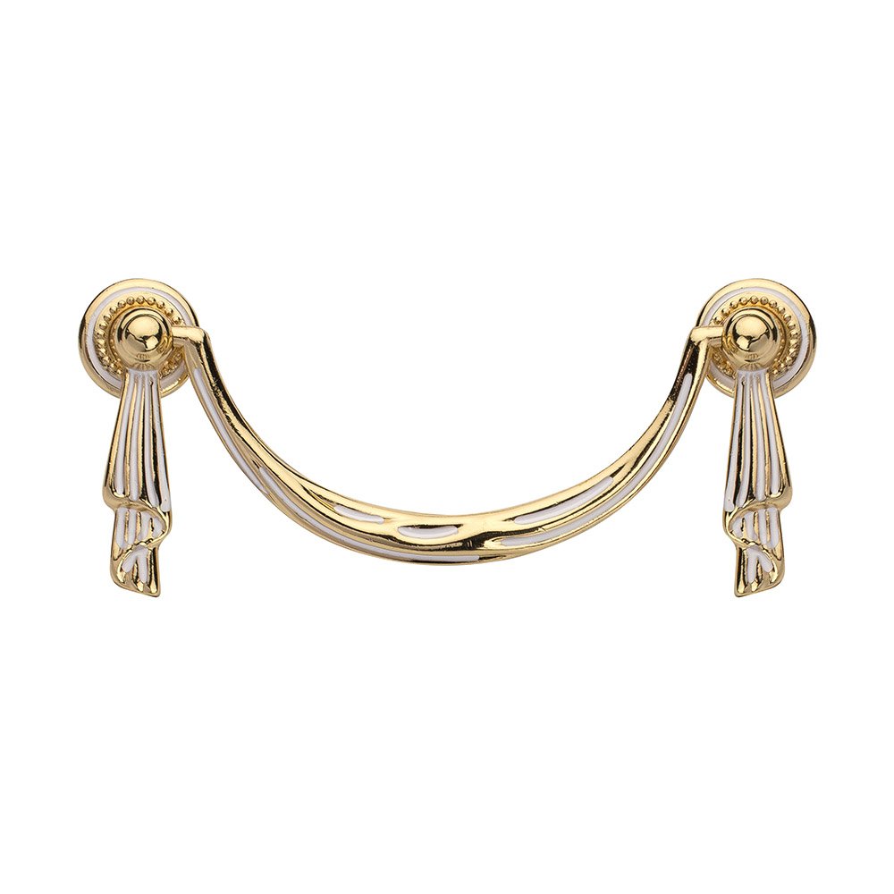 653ΧΛ8 Roline 653 Λαβή Επίπλου από Ζάμακ Χρυσό-Λευκό με Κέντρα 96mm - Image 1