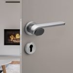 Roline Κ800 Πόμολο Πόρτας με Ροζέτα από Ζάμακ Νίκελ Ματ-Ανθρακί Φ54x163mm - Image 2