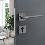 Roline Κ801 Πόμολο Εξώπορτας Φιξ Αριστερό από Ζάμακ Ανθρακί Φ51x144mm - Image 2