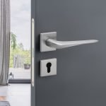 Roline Κ803 Πόμολο Πόρτας με Ροζέτα από Αλουμίνιο Νίκελ Ματ 51x130mm - Image 2