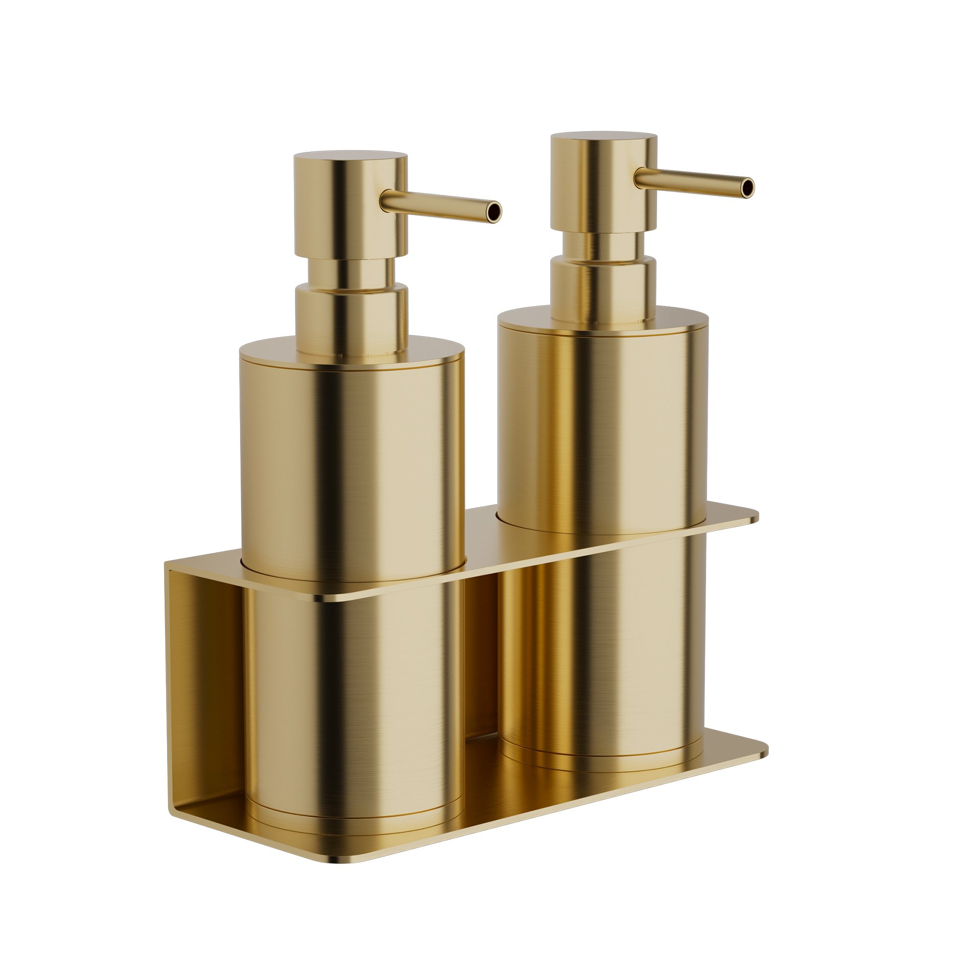 83-023 Επιτοίχιο Διπλό Dispenser Επαγγελματικό – Brushed Brass, Pam & Co, W17 x D7 x H19 (cm), 83-023 - Image 1