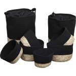 Σέτ 8 τεμάχια καλάθια απλύτων φυσικό μαύρο.