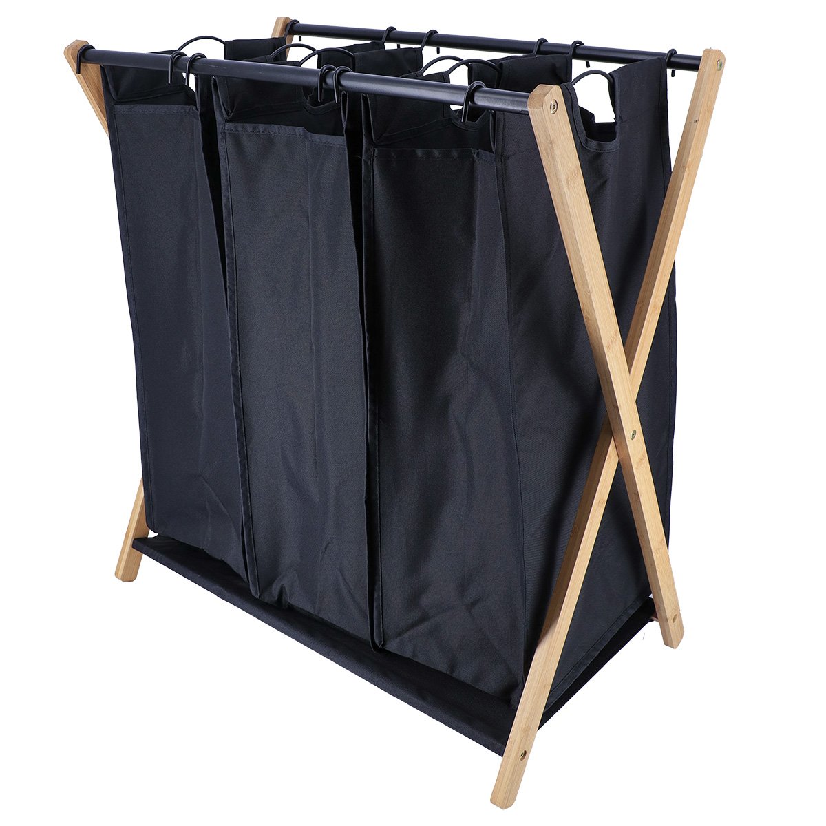 8466 Καλάθι πτυσσόμενο απλύτων 3 θέσεων polyester - Image 1