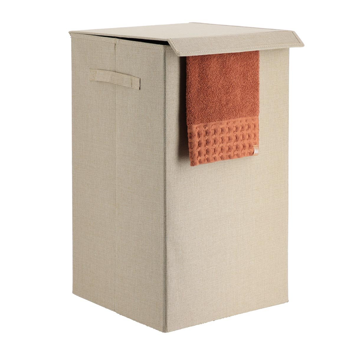 8718104 Καλάθι απλύτων αναδιπλούμενο mdf με επένδυση πολυεστερικό ύφασμα 30x30x60 cm Eurocasa - Image 1