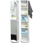 Περισρεφόμενο ψηλό ντουλάπι με καθρέπτη και ράφια bamboo.