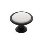 Roline 523 Πόμολο Eπίπλου από Ζάμακ & Πορσελάνη Μαύρο Ματ-Λευκό Φ33mm