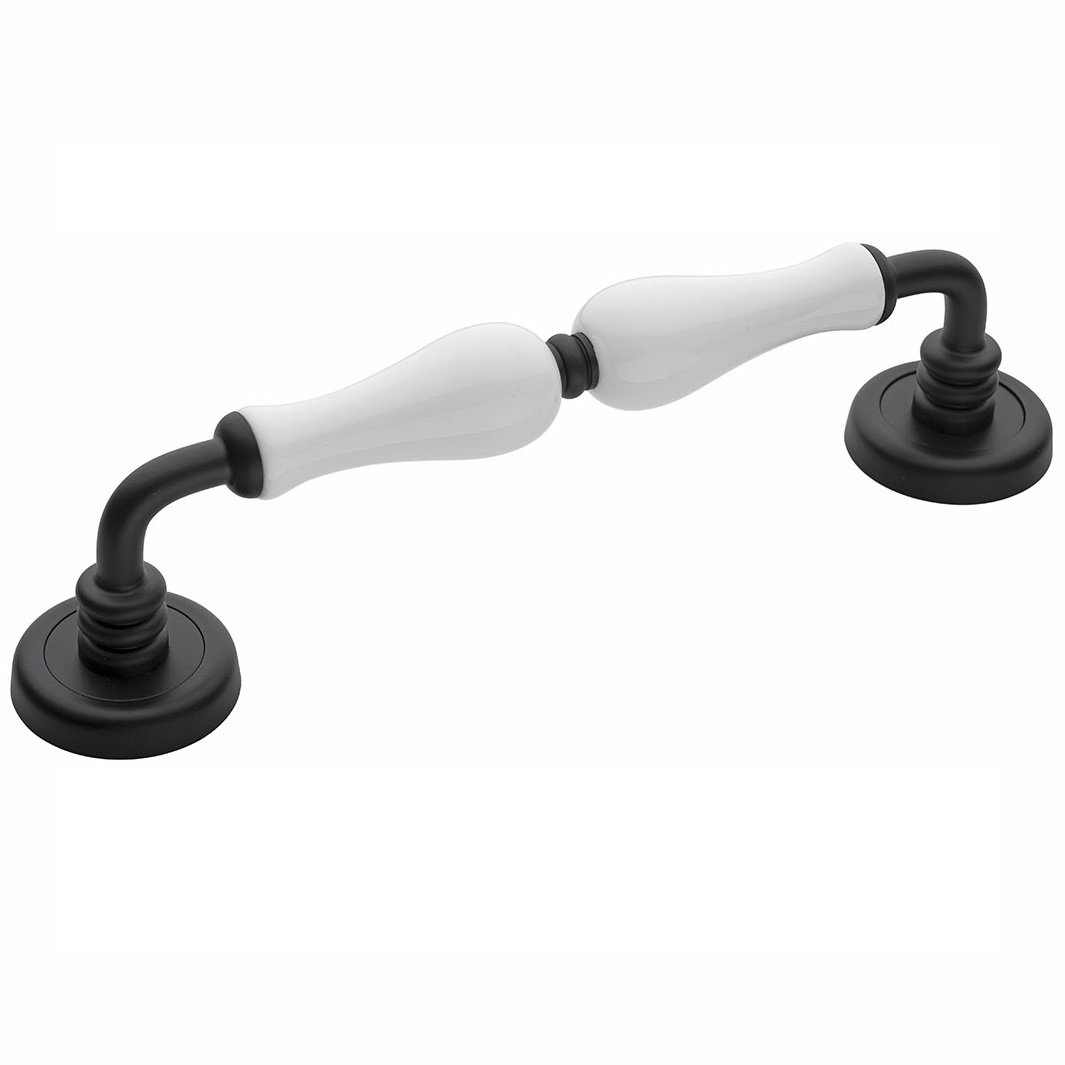 DSC4911 Roline Κ306 Λαβή Εξώπορτας από Ορείχαλκο & Πορσελάνη Μαύρο Ματ-Λευκό με Kέντρα 216mm - Image 1