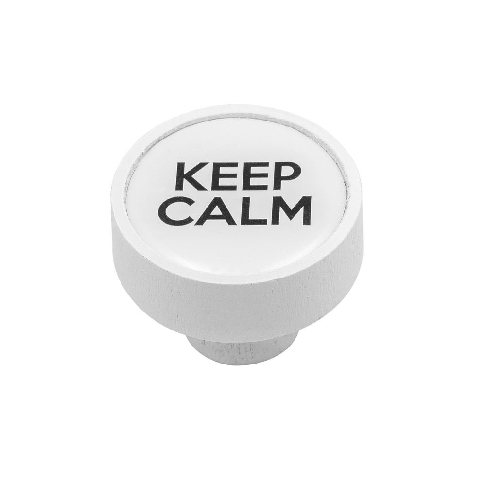 DSC6810 Roline 509 Πόμολο Επίπλου από Δρυς Λευκό-Keep Calm Φ37mm - Image 1