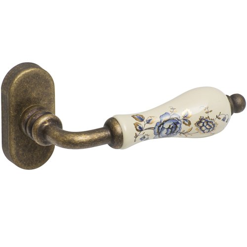 K310-072024 Roline Κ310 Γρυλόχερο Παραθύρου Ανάκλησης από Ορείχαλκο & Πορσελάνη Αντικέ-Μπλε 32x62x129mm - Image 1