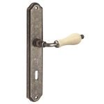 Roline Κ315 Πόμολο Μεσόπορτας Κέντρα 75mm από Ορείχαλκο & Πορσελάνη Old Silver-Κρακελέ 255x45x129mm