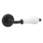Roline Κ306 Πόμολο Εξώπορτας Φιξ Αριστερό από Ορείχαλκο & Πορσελάνη Μαύρο Ματ-Λευκό Φ50x129mm