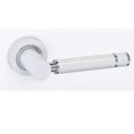 Πόμολα Πόρτας με Ροζέτα Λευκό/Χρώμιο Best 01