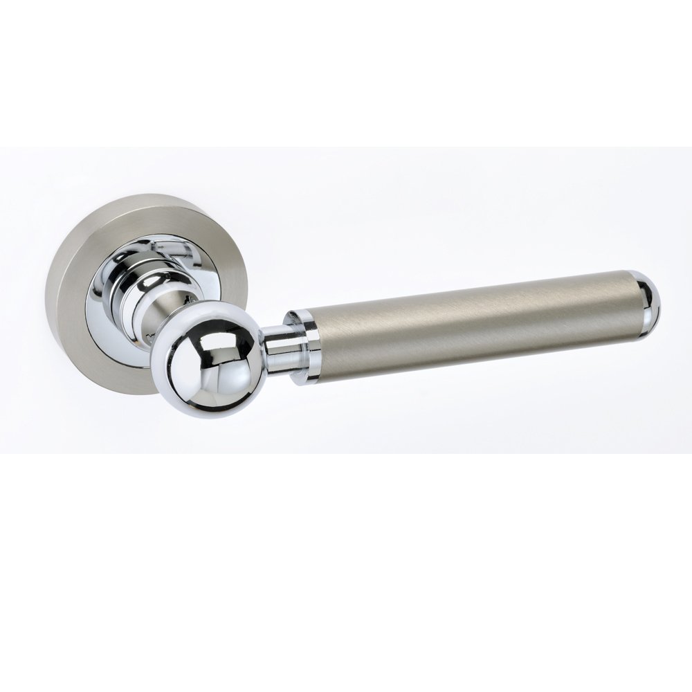 best pomola 17-7-22 (295) Πόμολα Πόρτας με Ροζέτα Νίκελ Ματ/Χρώμιο Best 02 – Κομψός Συνδυασμός Διχρωμίας για Μοντέρνο Στυλ - Image 1