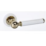 Πόμολα Πόρτας με Ροζέτα Λευκό/Ορο Best 02 – Κομψός Συνδυασμός Διχρωμίας για Μοντέρνο Στυλ