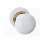 Πόμολο Πόρτας Ορείχαλκου με Ροζέτα Λευκό Best 40