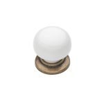 Roline 519 Πόμολο Eπίπλου από Ζάμακ & Πορσελάνη Αντικέ-Λευκό Φ33mm