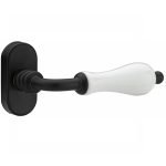 Roline Κ306 Γρυλόχερο Παραθύρου Ανάκλησης από Ορείχαλκο & Πορσελάνη Μαύρο Ματ-Λευκό 32x62x129mm