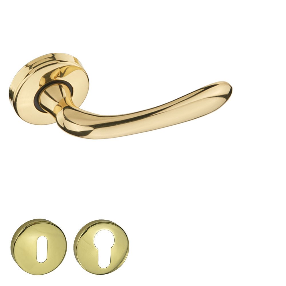 61-ΡΟΖ-n-XR Πόμολο Πόρτας Viobrass No 61 σε Χρυσό με Ροζέτα - Image 1