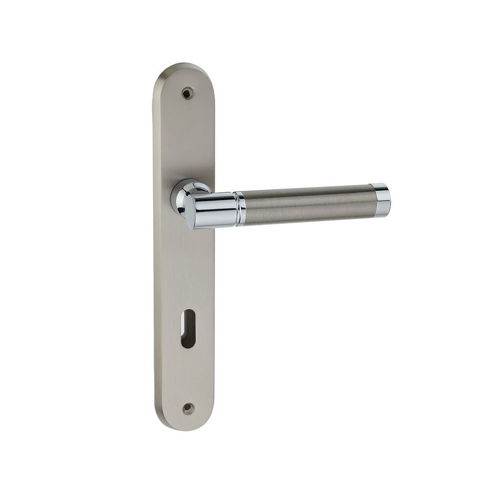 63-PL-NM Πόμολο Πόρτας Viobrass Νίκελ Ματ/Χρώμιο No 63 με Πλάκα - Image 1