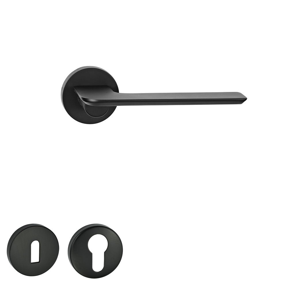 84204 Πόμολο Πόρτας Μαύρο ματ No 84204 Ροζέτα - Image 1