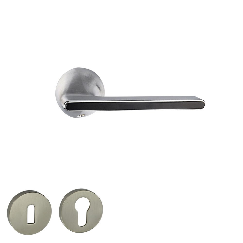 84266 Πόμολο Πόρτας Νίκελ ματ-Μαύρο No 84266 Ροζέτα - Image 1