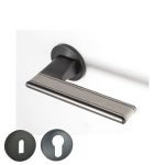 Πόμολο Πόρτας No 84267 Ανθρακί ματ - Λευκό Δέρμα Ροζέτα