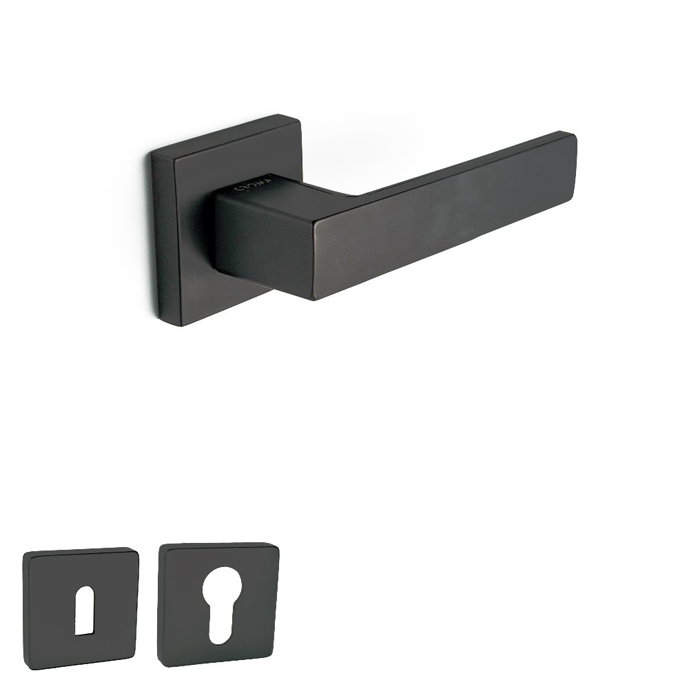 ZERA-S-BL Πόμολο Πόρτας No Zera Ροζέτα Μαύρο Ματ - Image 1