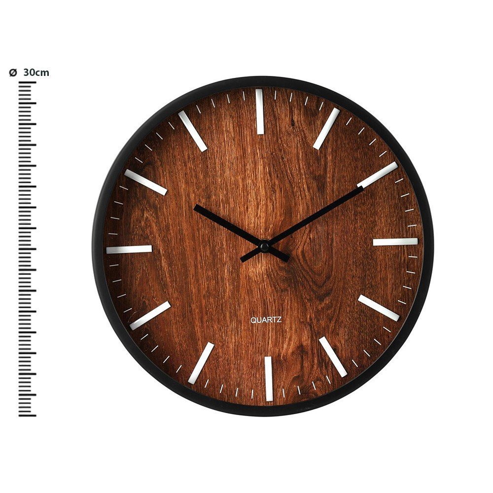 image_returner Ρολόι τοίχου Αναλογικό, διαμέτρου 30cm, Καφέ/Μαύρο - Image 1
