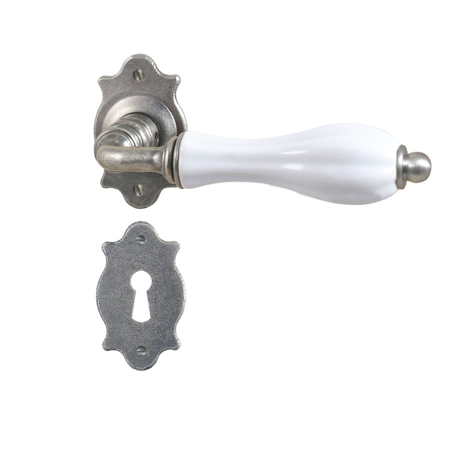 pomola2023 ill (109) Πόμολο ΙΤΑΛΙΑΣ ΣΦΥΡΗΛΑΤΟ Πορσελάνη Ασημί Αντικέ Νο 119 - Image 1