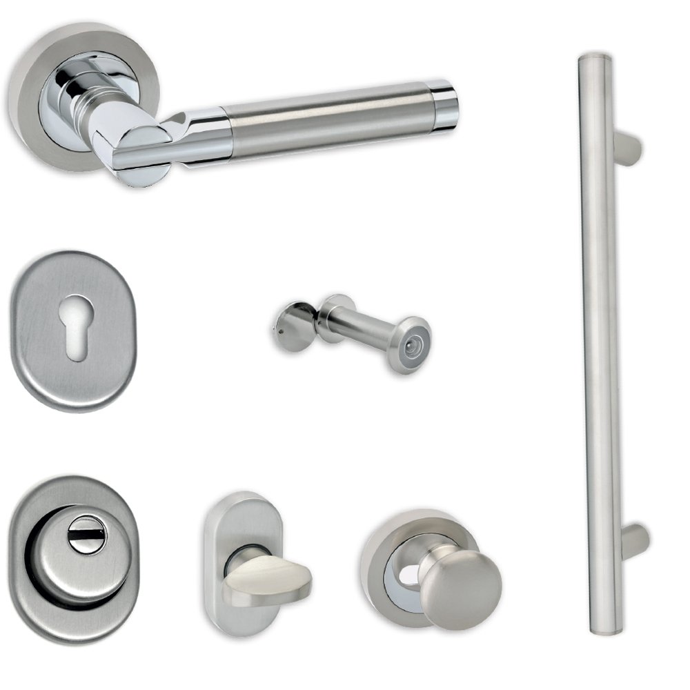 setPortas008 Σετ Θωρακισμένης Πόρτας Best SD3 Φ30 Νίκελ Ματ/Inox - Image 1