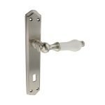 Πόμολο Πόρτας No 218 Πλάκα Νίκελ Ματ-Πορσελάνη