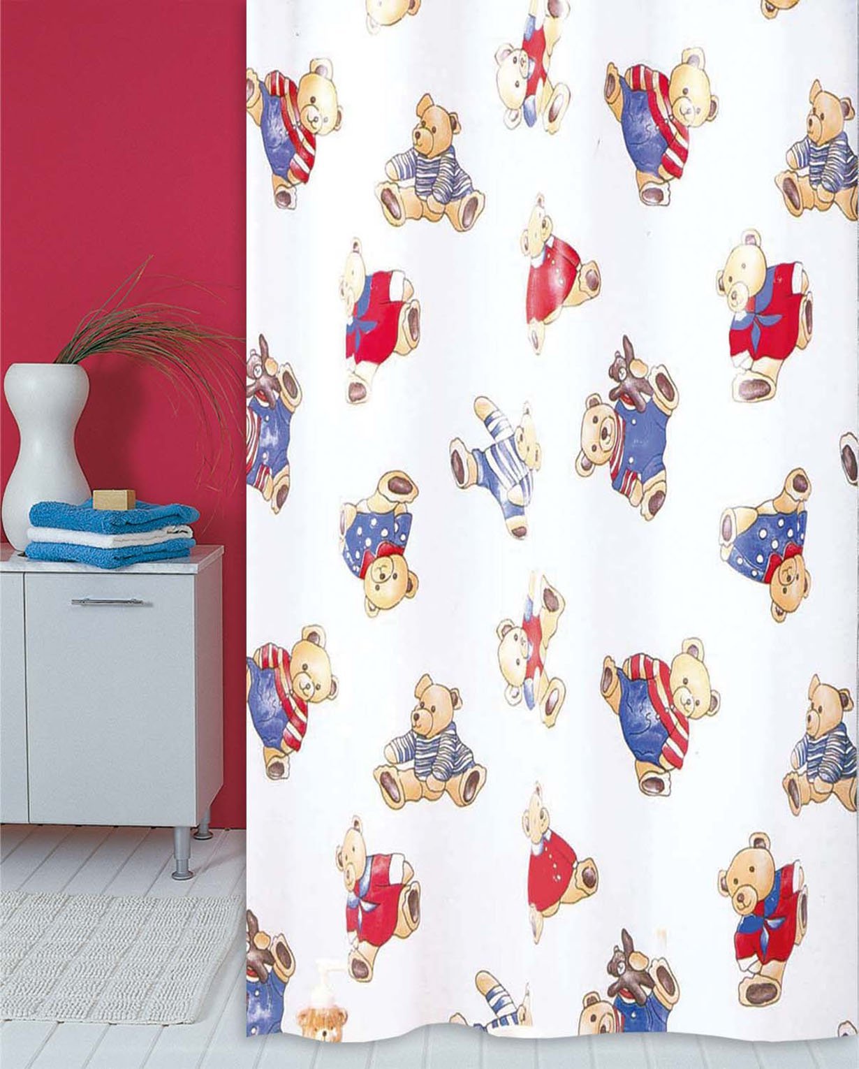 274 ΚΟΥΡΤΙΝΑ ΜΠΑΝΙΟΥ ΠΛΑΣΤΙΚΗ PEVA BEAR 180(Μ)X180(Υ) - Image 1