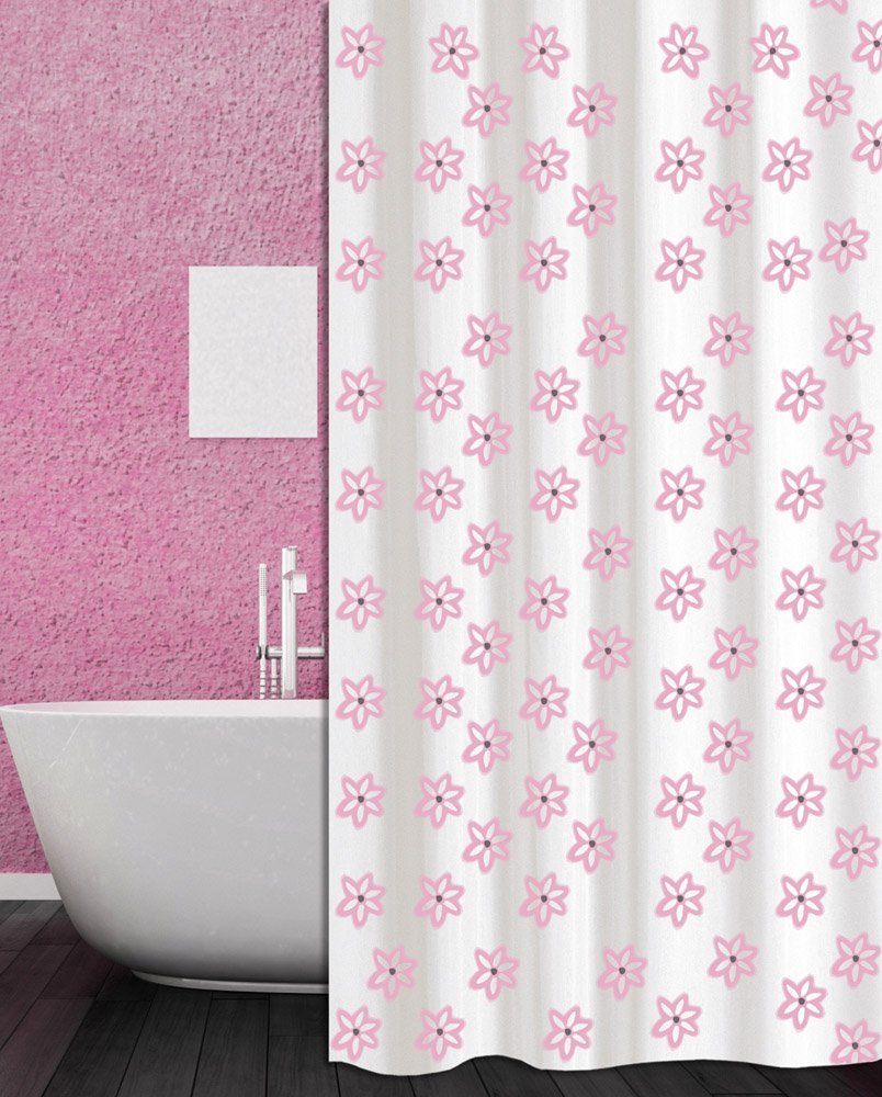 296 ΚΟΥΡΤΙΝΑ ΜΠΑΝΙΟΥ ΠΛΑΣΤΙΚΗ RS-3102 ΡΟΖ 180(Μ)X200(Υ) - Image 1