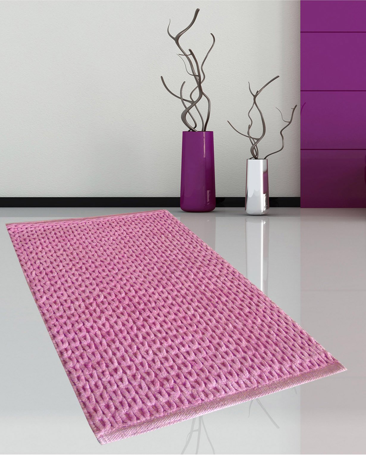 318-1 ΠΑΤΑΚΙ ΜΠΑΝΙΟΥ #2335 CHENILLE ΡΟΖ 50X80 - Image 1