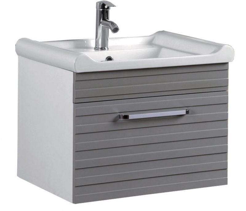 56-6007 ZEBRINA - ΚΡΕΜΑΣΤΟΣ ΠΑΓΚΟΣ PVC ΣΧΕΤΟΣ 60*46*48h ΛΕΥΚΟ/ΓΚΡΙ - Image 1