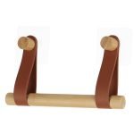 Κρεμάστρα για χαρτί υγείας bamboo με δερμάτινο άγκιστρο σε αυτοκόλλητο