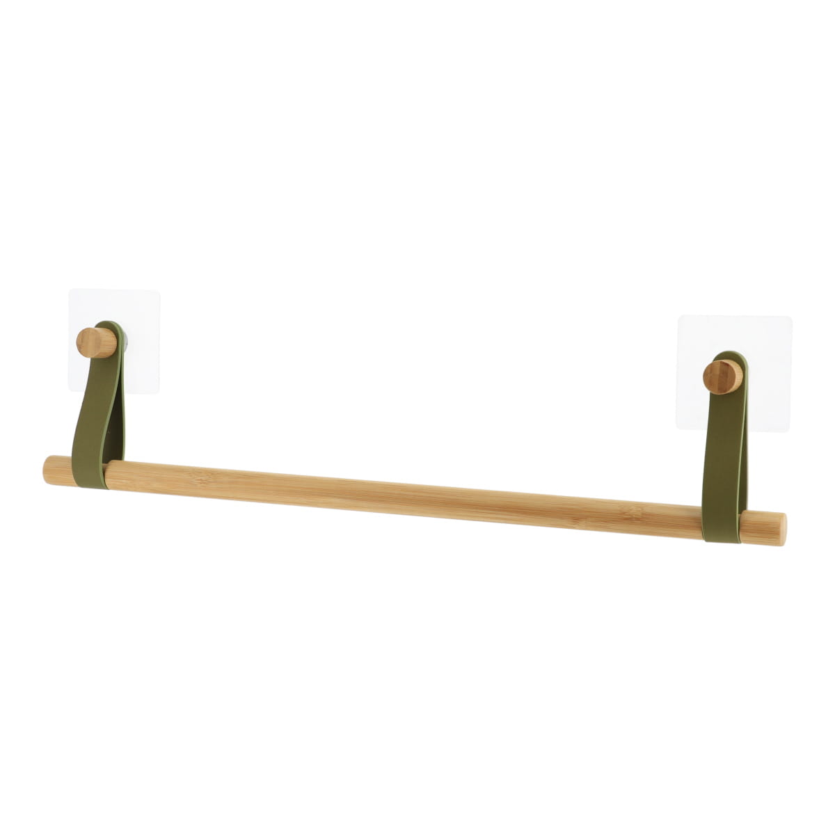 6112-1 Βάση bamboo για πετσέτες με δερμάτινο λουρί - Image 1