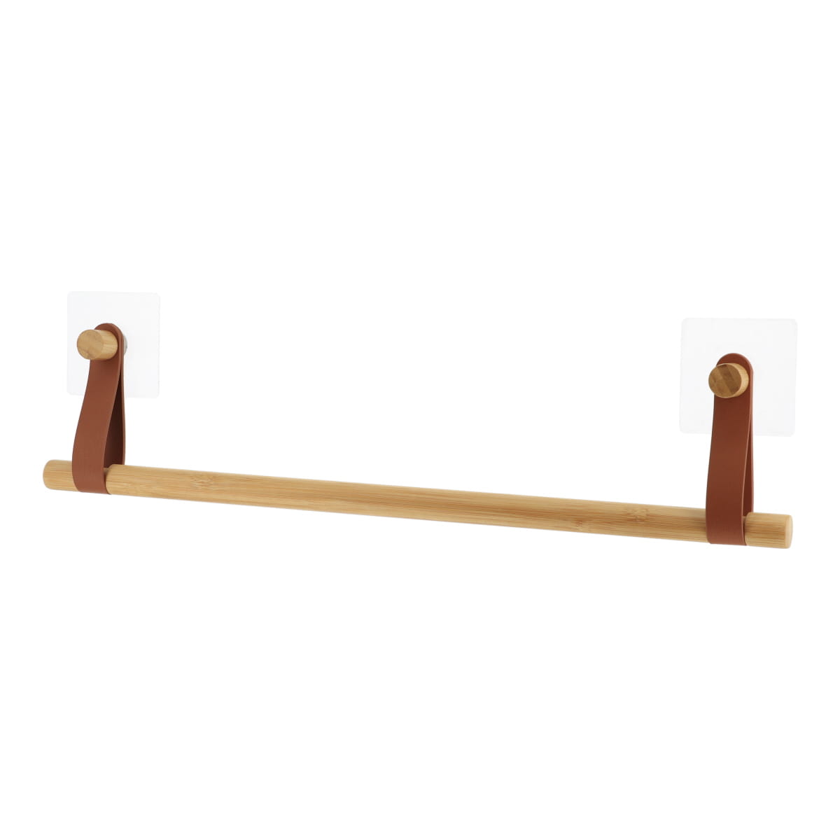 6113-1 Βάση bamboo για πετσέτες με δερμάτινο λουρί - Image 1