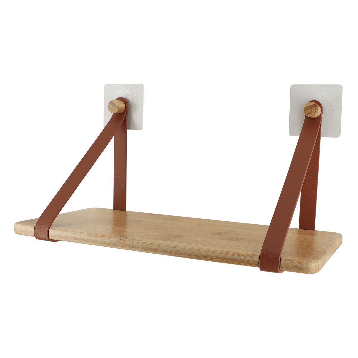 6117-1 Ράφι bamboo με δερμάτινο άγγιστρο - Image 1