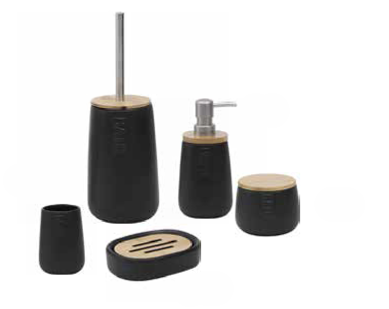 6233-1 Σέτ μπάνιου bamboo bath 5 τεμάχια μαύρο. (Σέτ με το 6229-6228-6230-6232) - Image 1