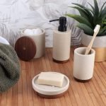 Σετ 4 τεμάχια ντισπένσερ – θήκη οδ/ρτσας – σαπουνοθήκη  βαμβακοθήκη polyresin