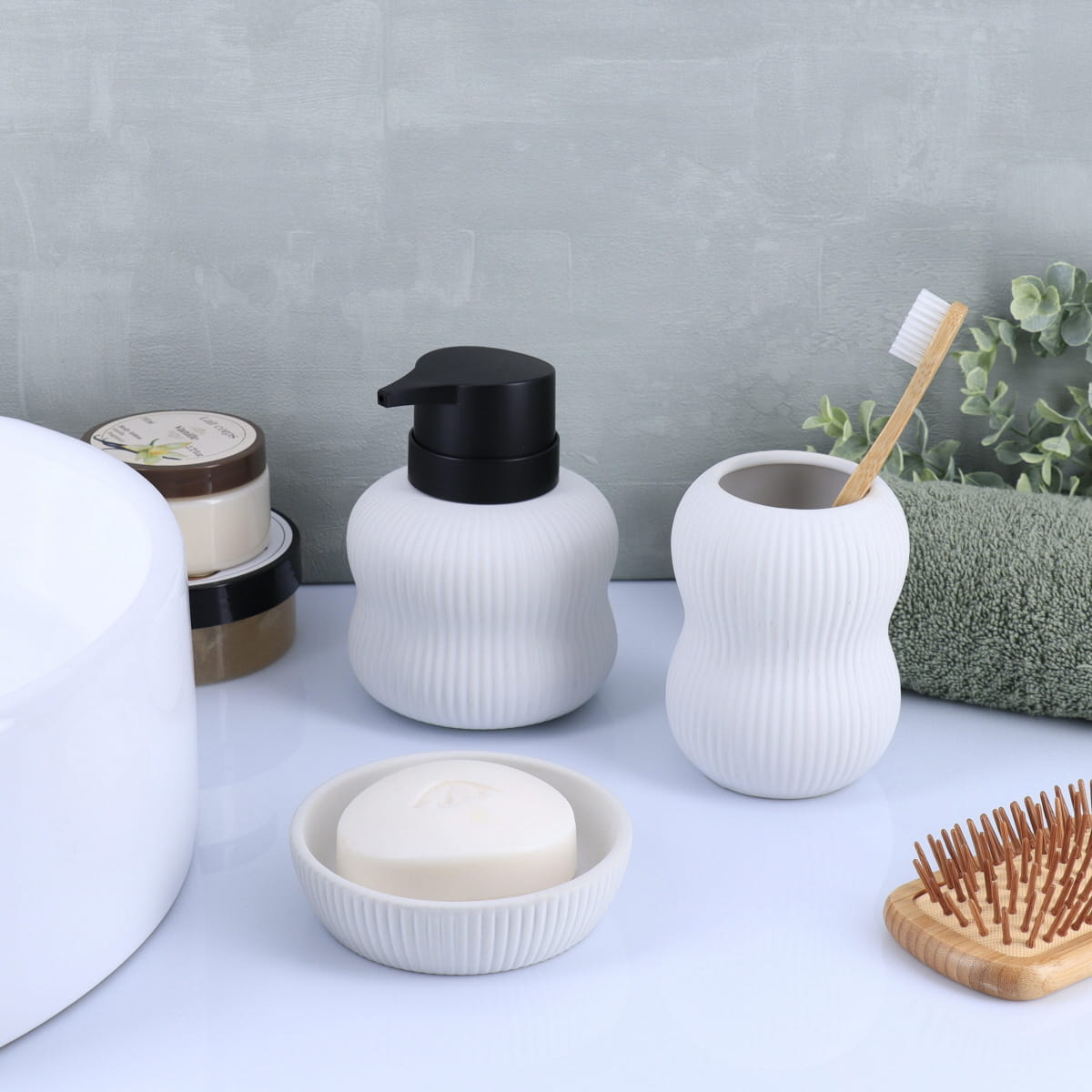 6381-1 Σετ 3 τεμάχια ντισπένσερ - θήκη οδ/ρτσας - σαπουνοθήκη - Image 1