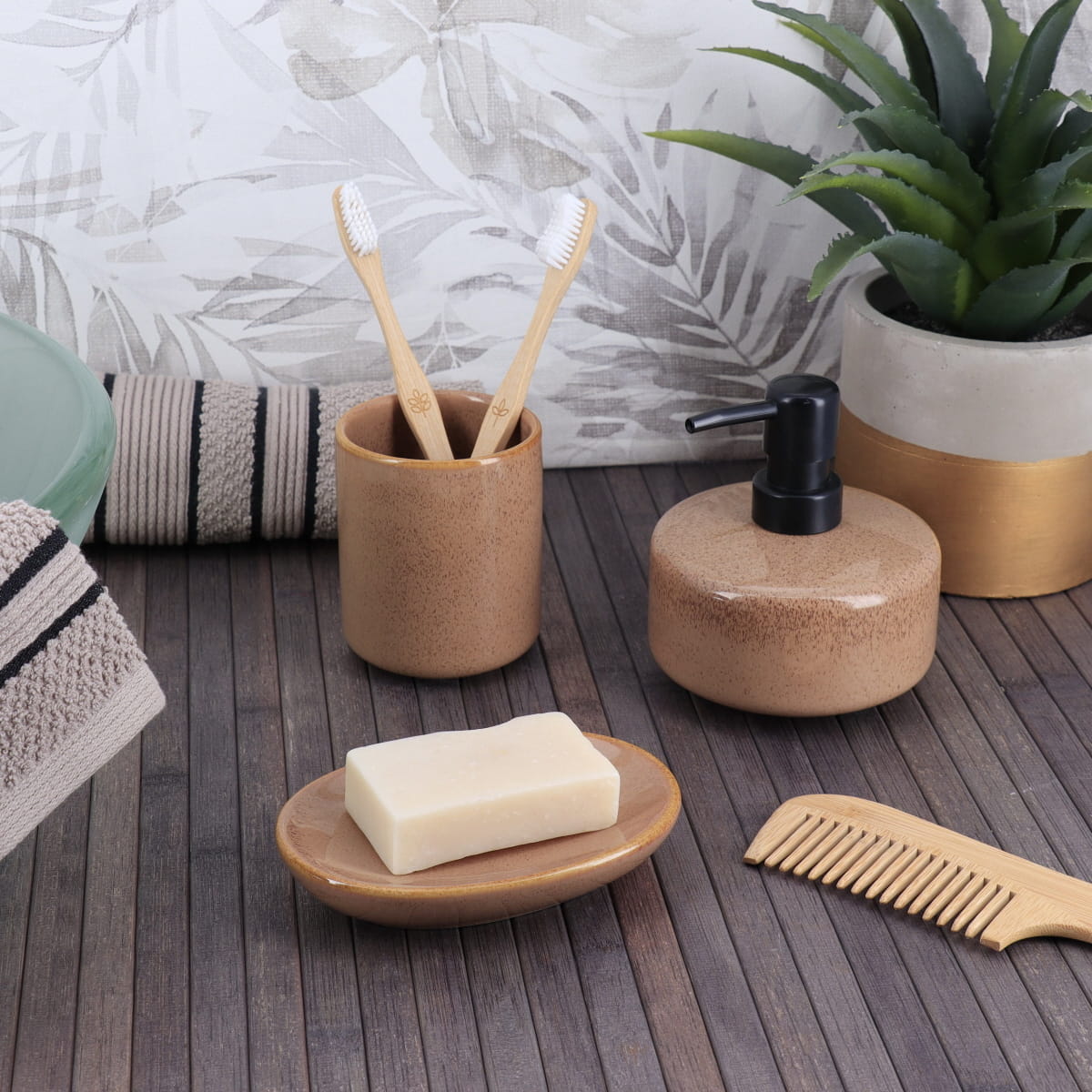 6383-1 Σετ 3 τεμάχια ντισπένσερ - θήκη οδ/ρτσας- σαπουνοθήκη - Image 1