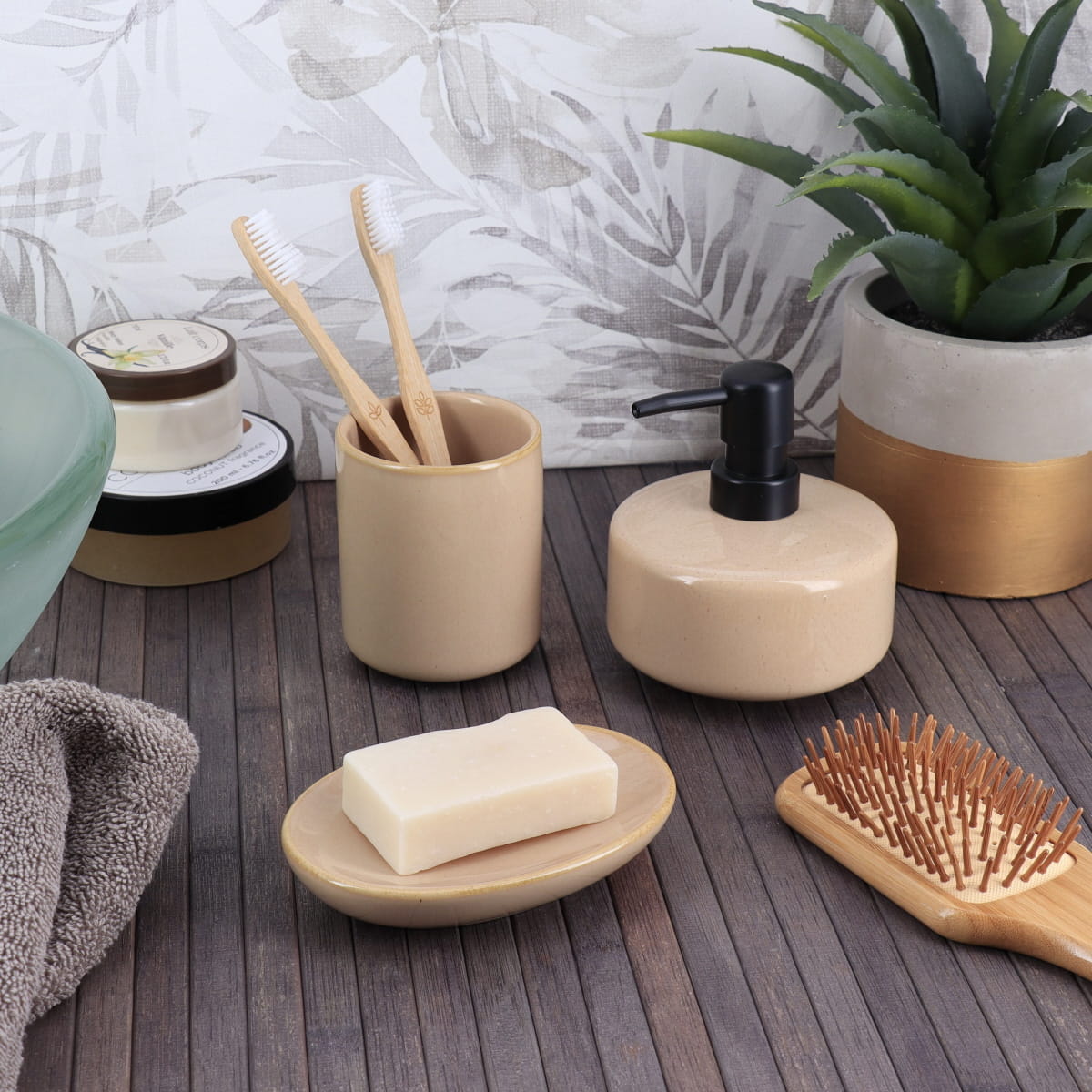 6385-1 Σετ 3 τεμάχια ντισπένσερ - θήκη οδ/ρτσας- σαπουνοθήκη - Image 1