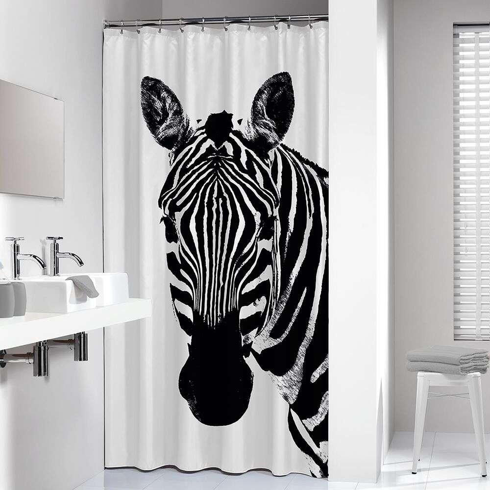 800150-1 Zebra 180x200 black κουρτίνα μπάνιου πλαστική Sealskin - Image 1