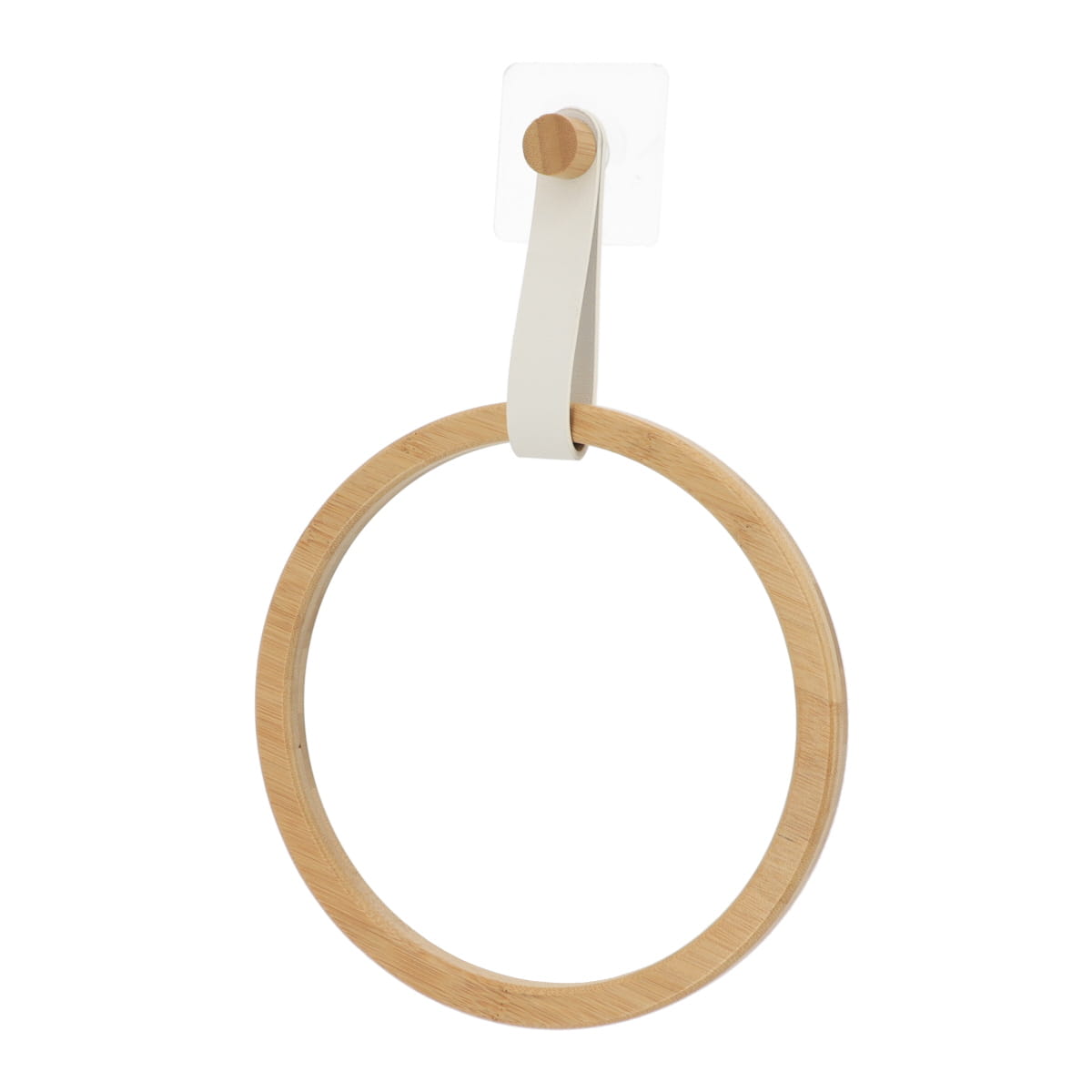 9127-1 Στρογγυλή βάση για πετσέτες με δερμάτινο λουρί λευκό . - Image 1